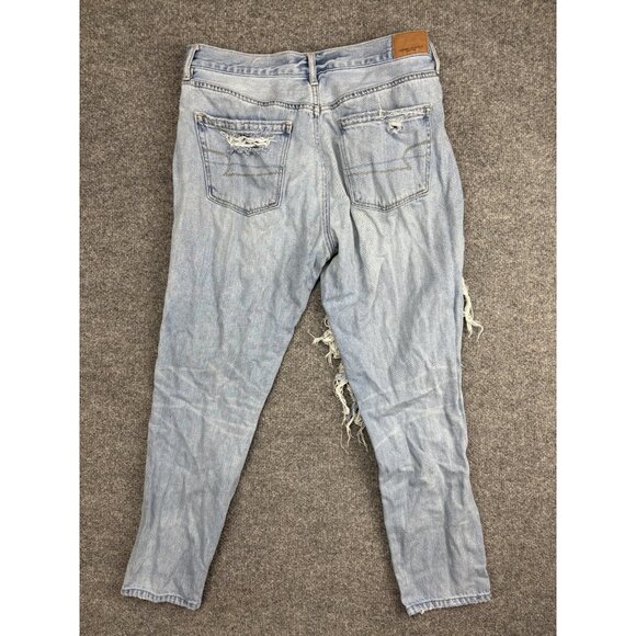 American Eagle Jeans Womens 10 Regular Light Wash Hi-Rise Girlfriend Distressed - Picture 7 of 9